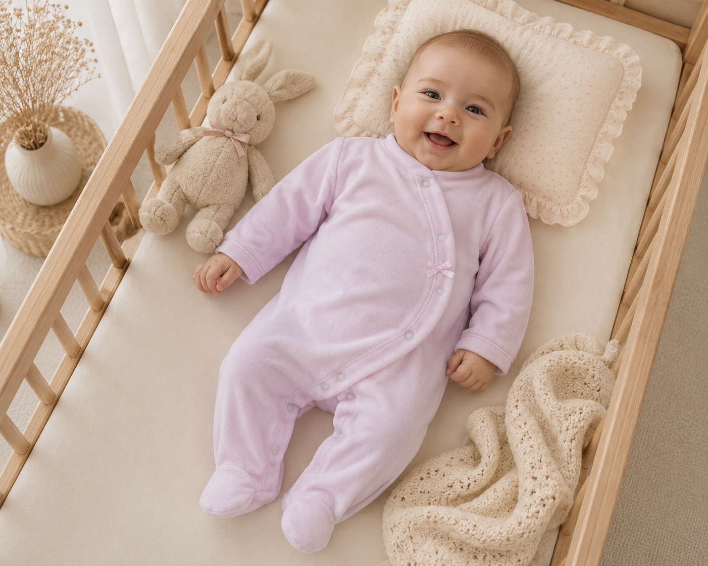 Babygrow de Veludo Rosa Bebé