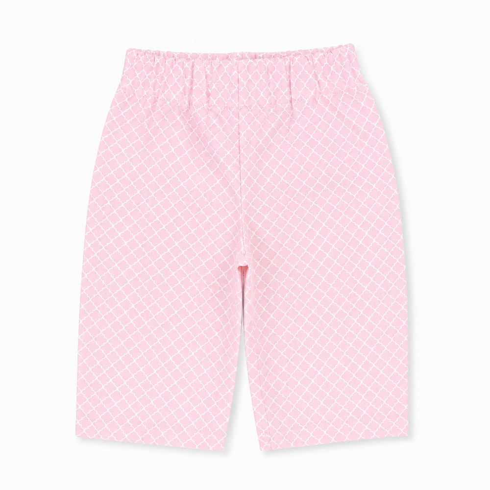Calças de Algodão para Bebé com Estampado Rosa Geométrico
