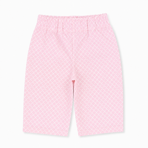 Calças de Algodão para Bebé com Estampado Rosa Geométrico