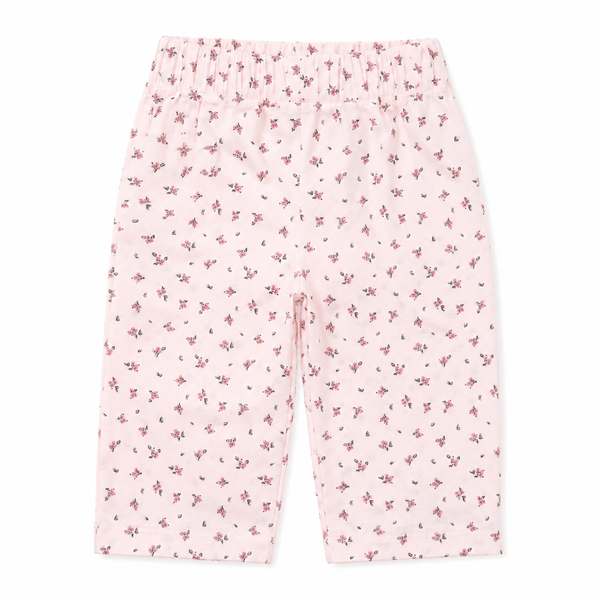 Calças de Algodão para Bebé com Estampado Floral Rosa Delicado