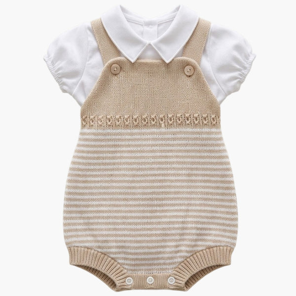 Macacão Infantil em Tricô de Algodão com Camisa