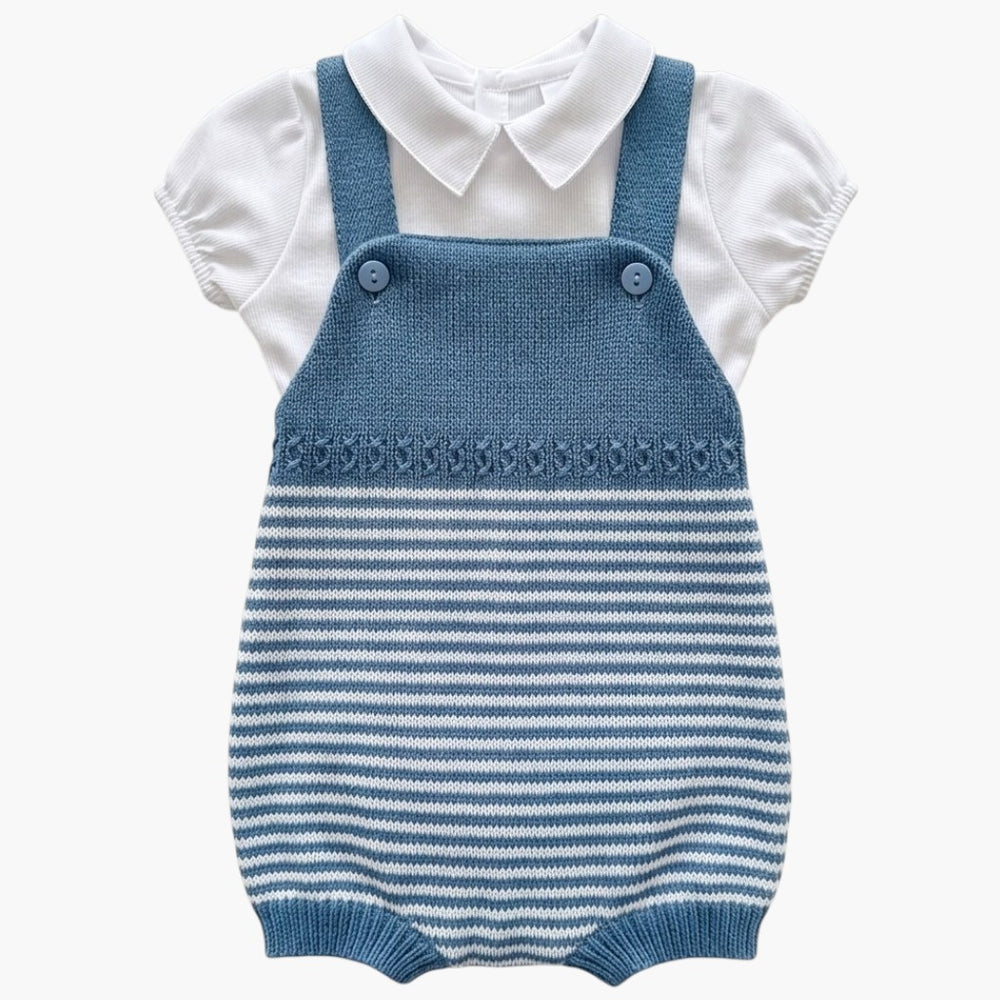 Macacão Infantil em Tricô de Algodão com Camisa