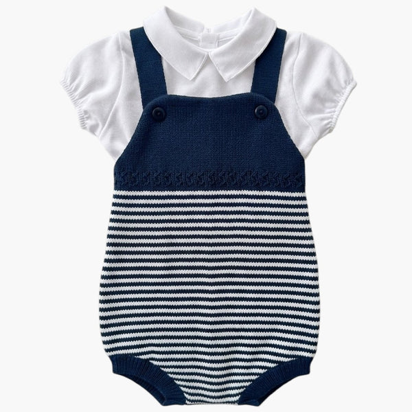 Macacão Infantil em Tricô de Algodão com Camisa