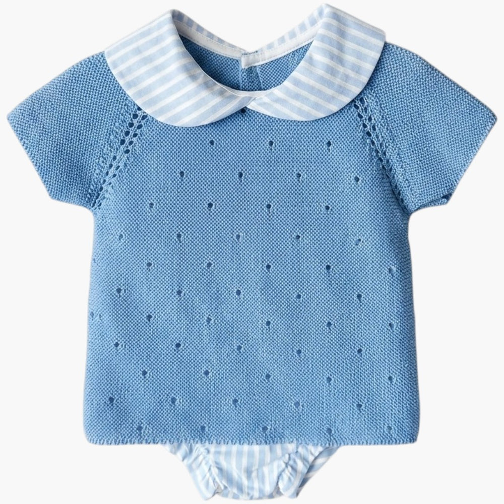 Conjunto Bebé Tricô e Riscas Elegância Clássica