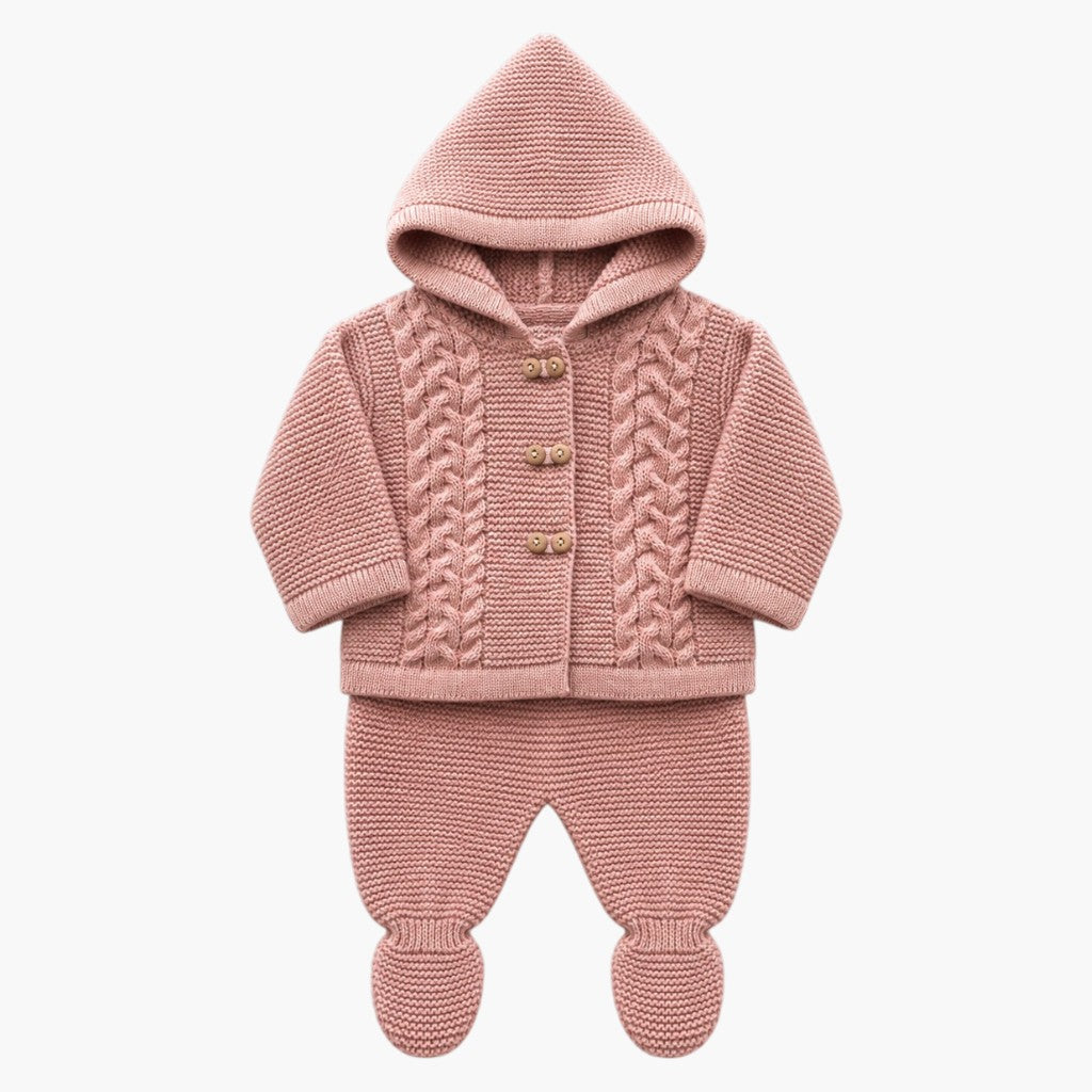 Conjunto Tricot Rosa Pó com Manta Elegância e Conforto para os Primeiros Momentos