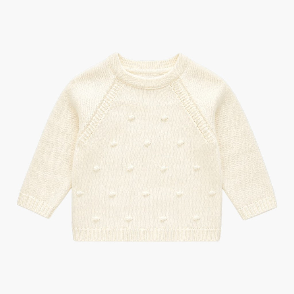 Conjunto de Malha para Bebé com Camisola, Calças com Pé e Gorro Marfim e Verde Sálvia LOLO