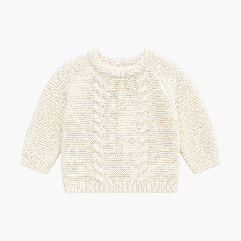 Conjunto de Malha para Bebé com Jardineira, Camisola e Gorro Marfim e Bege LOLO
