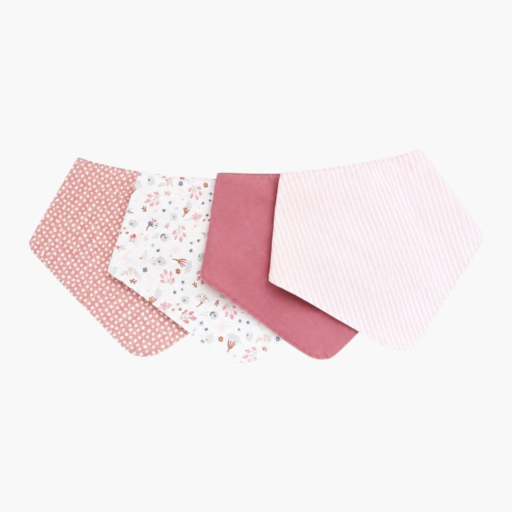 Pack de 4 Babetes Bandana em Algodão Rosa Delicado