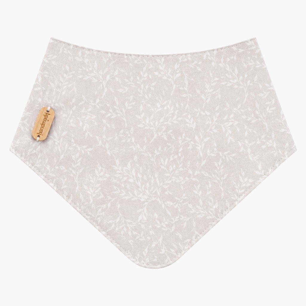 Babete Bandana Folhagem Bege em Algodão