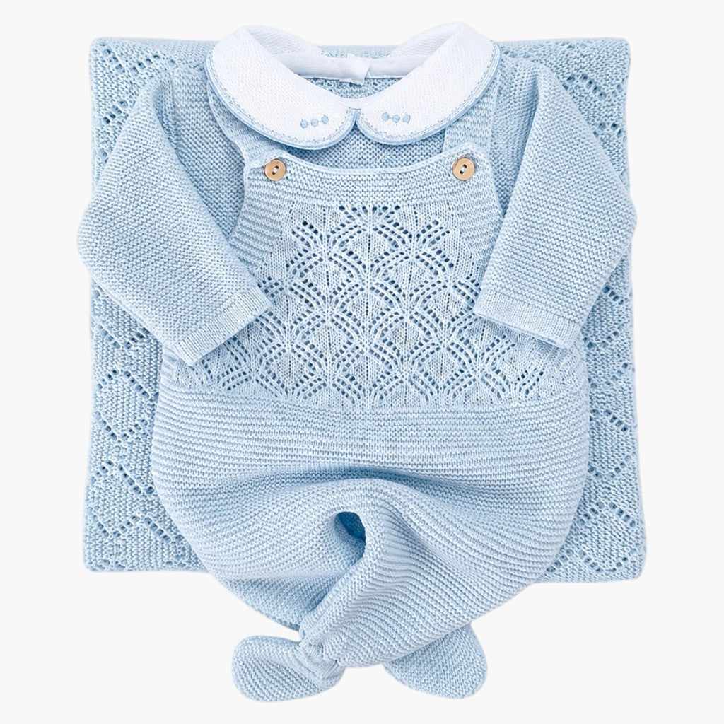 Conjunto de Malha Azul Bebé-3Peças