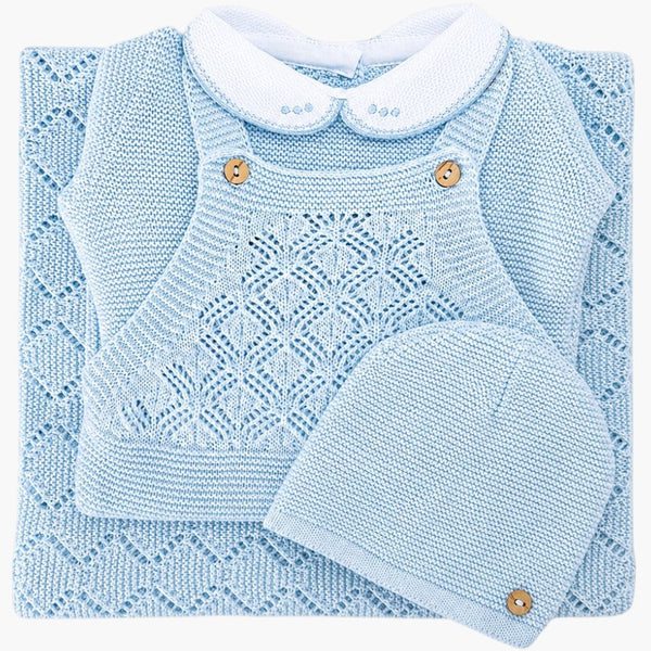 Conjunto de Malha Azul Bebé-3Peças