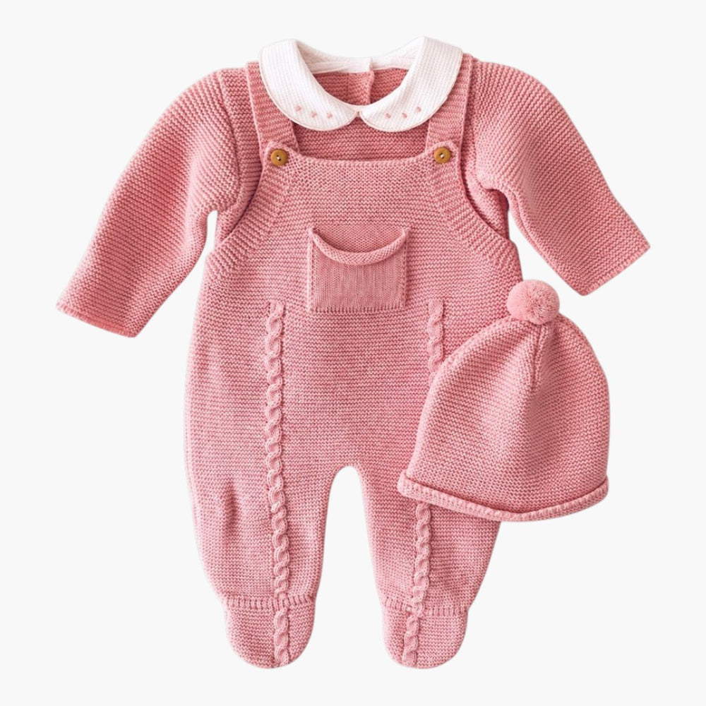 Conjunto de Malha para Bebé Rosa-3Peças