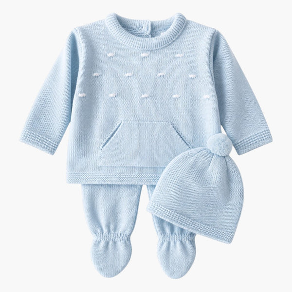 Conjunto de Malha Azul Bebé-3Peças