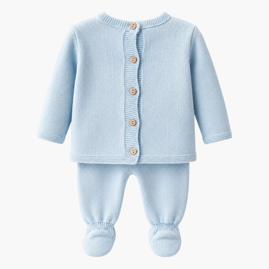Conjunto de Malha Azul Bebé-3Peças