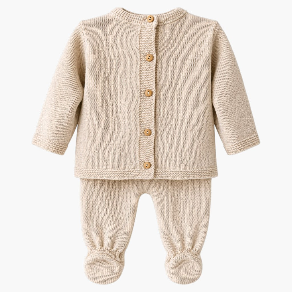 Conjunto de Malha para Bebé Bege-3Peças