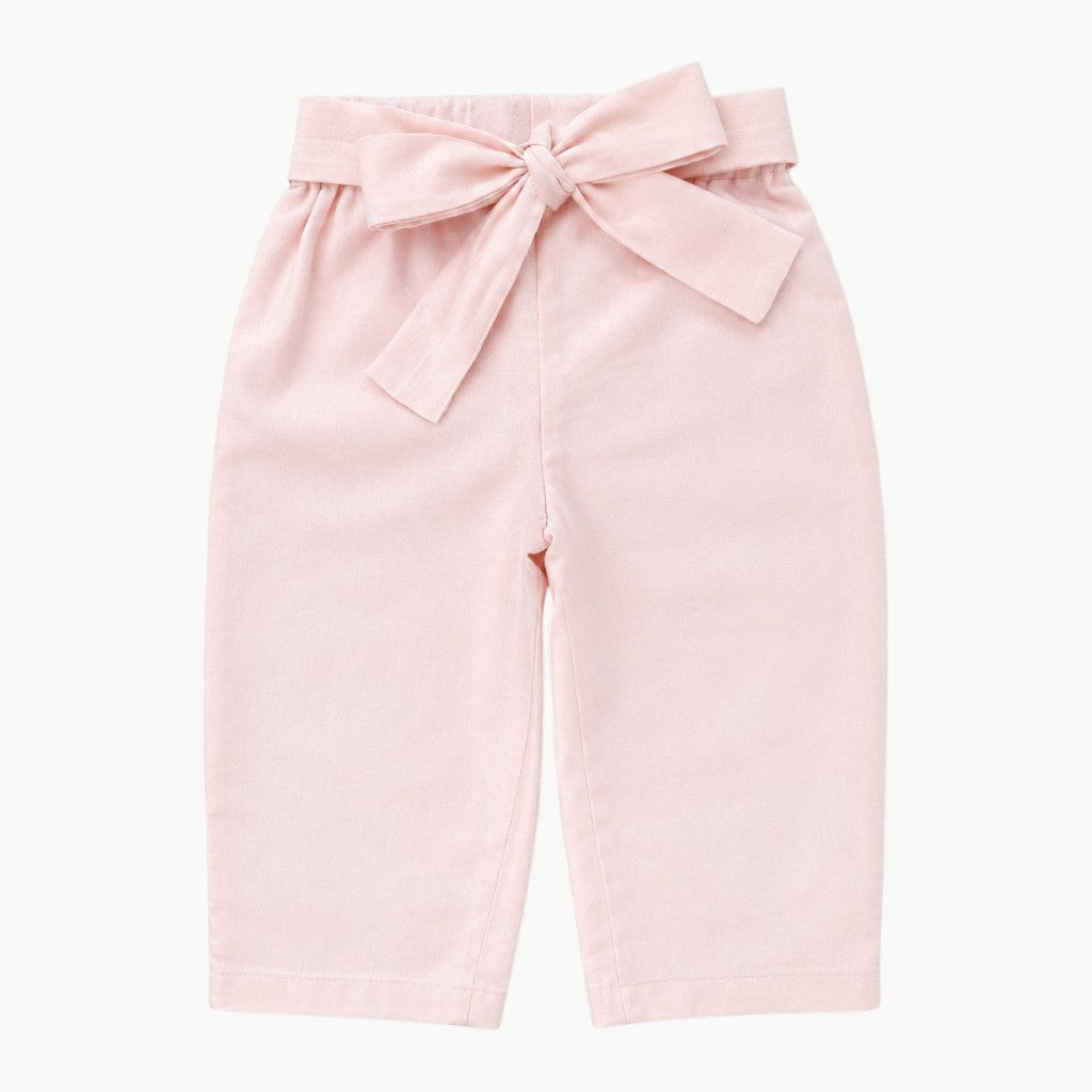 Calças Lisas para Bebé com Laço Decorativo Rosa Delicado