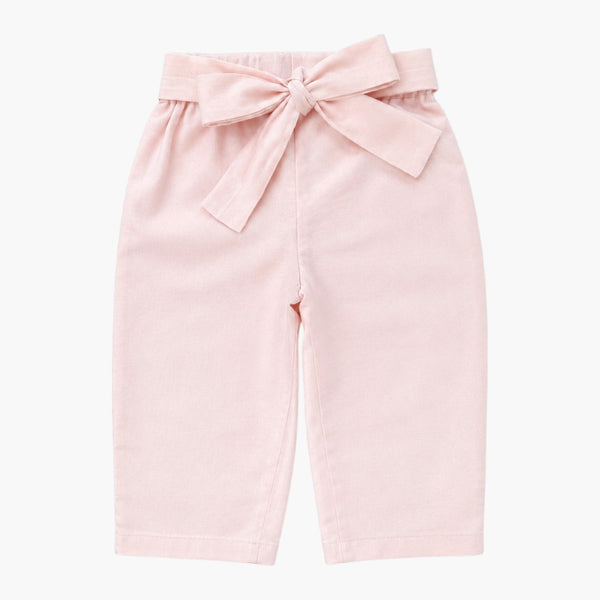 Calças Lisas para Bebé com Laço Decorativo Rosa Delicado