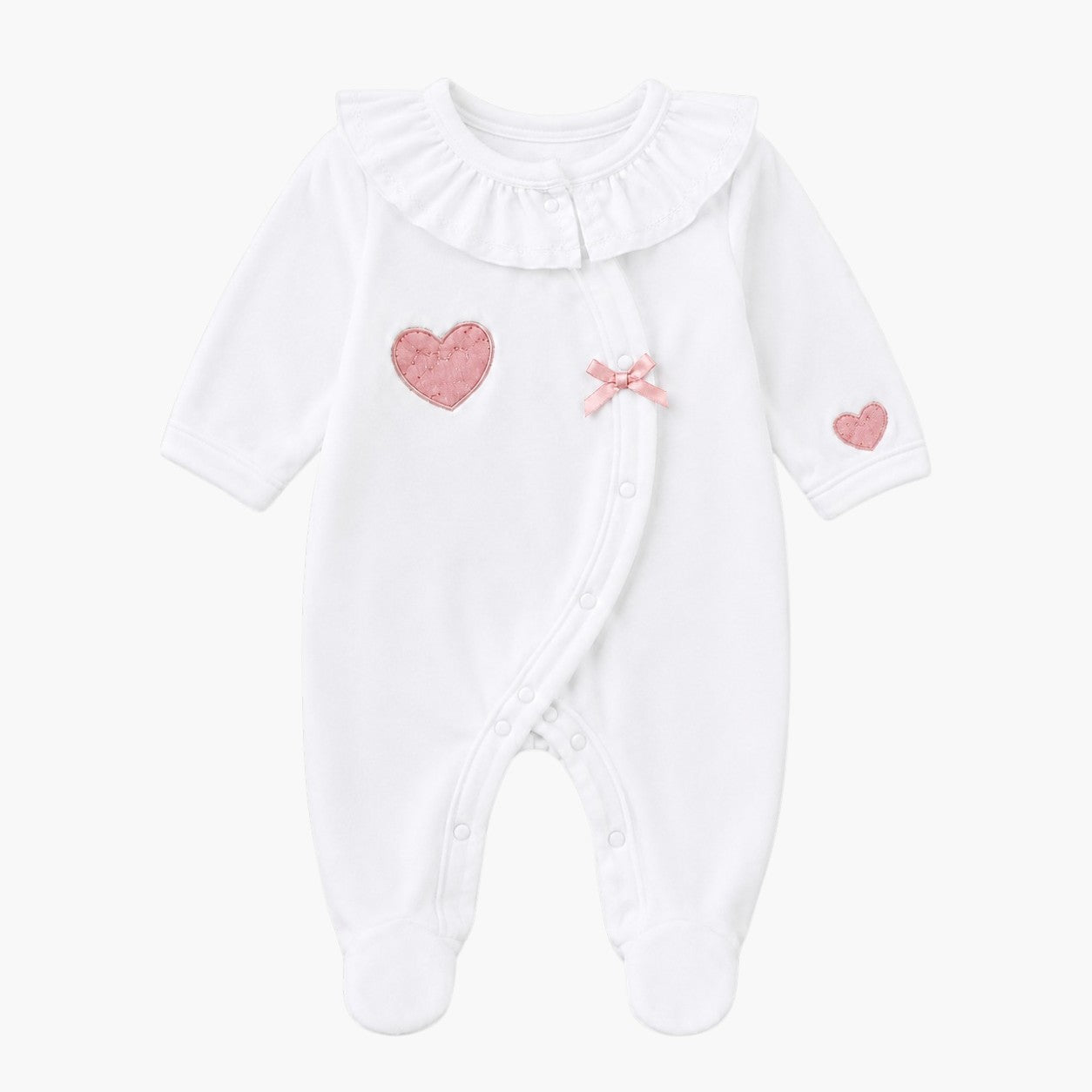 Babygrow Branco com Corações Rosa