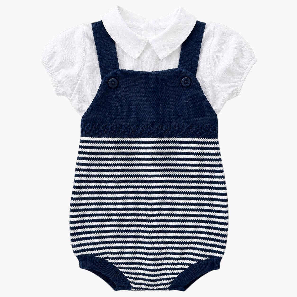 Macacão Infantil em Tricô de Algodão com Camisa