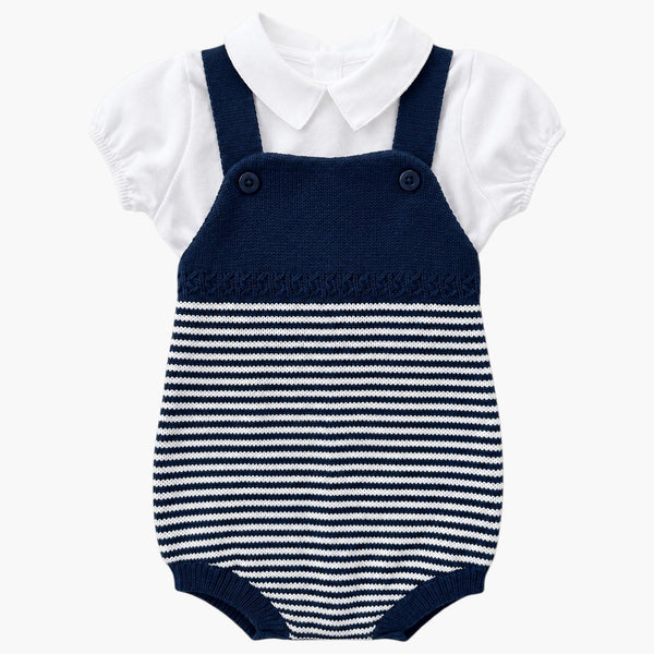 Macacão Infantil em Tricô de Algodão com Camisa