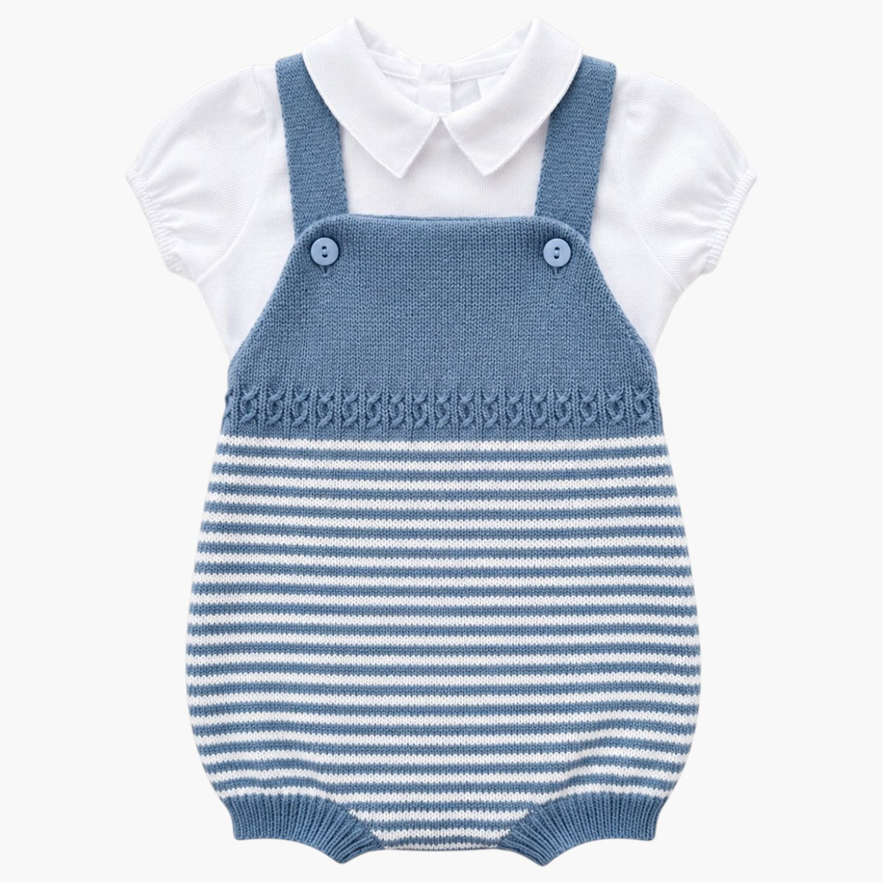 Macacão Infantil em Tricô de Algodão com Camisa