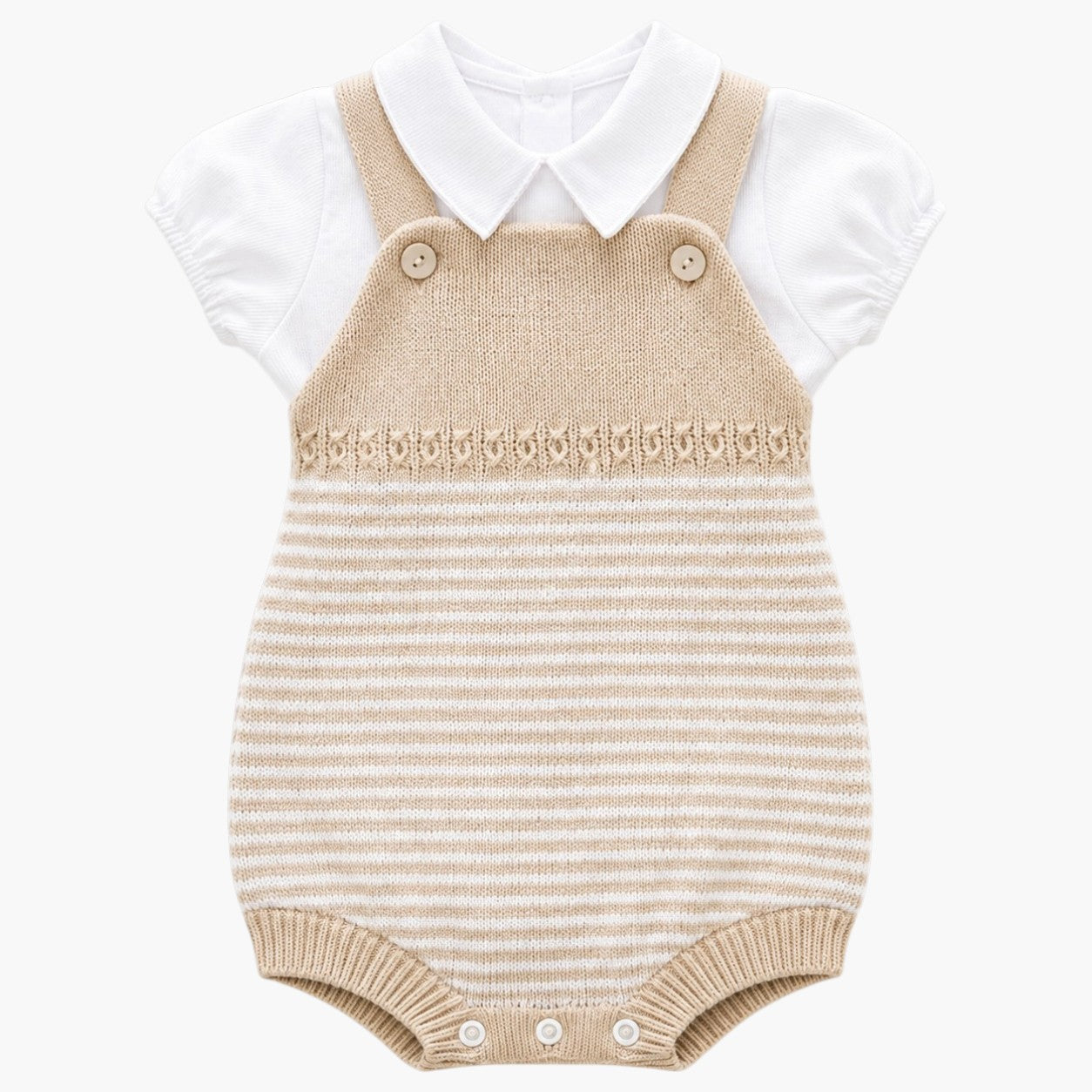 Macacão Infantil em Tricô de Algodão com Camisa