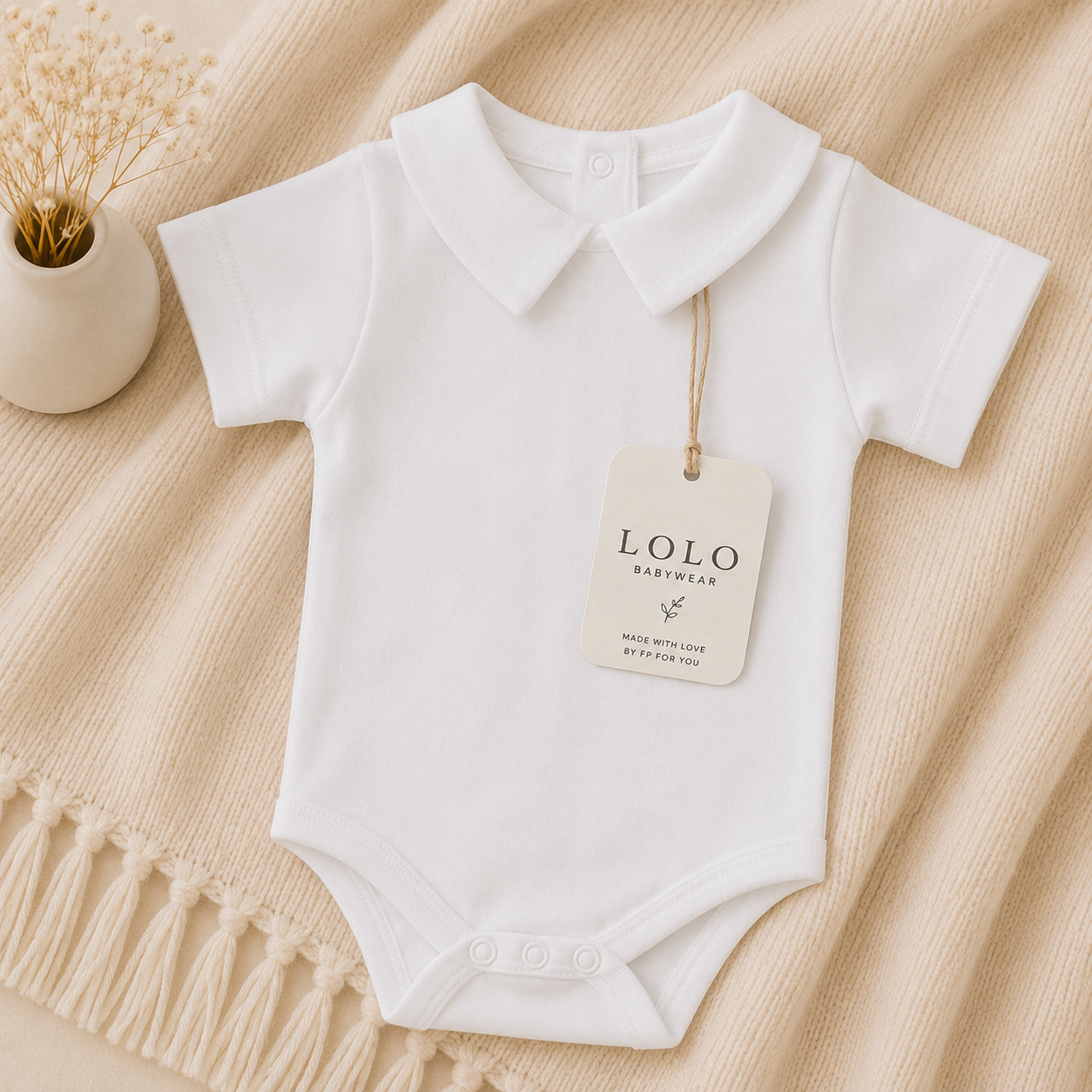Body Bebé Branco com Gola Camisa