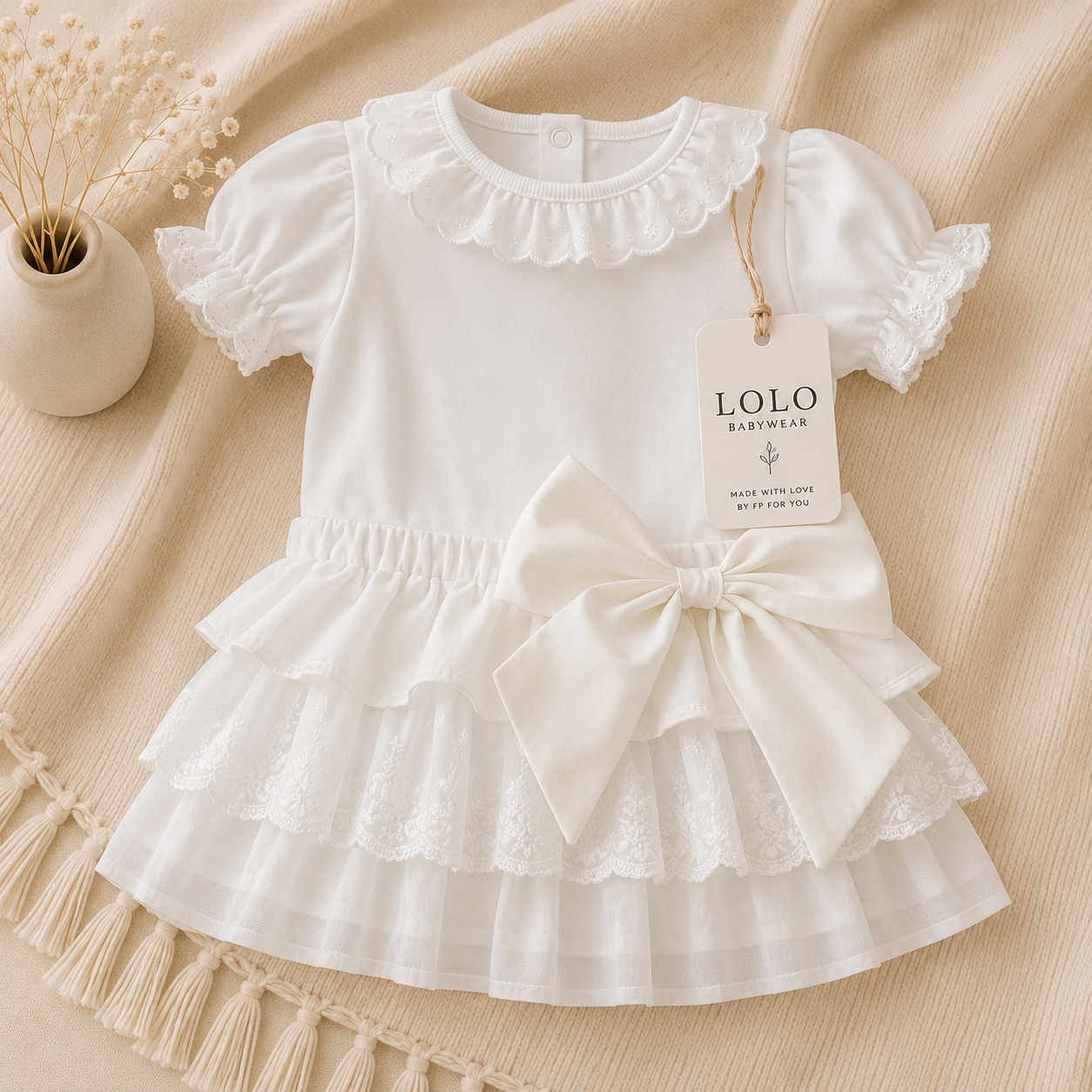 Conjunto de Saia e Body com Folhos Bordado Inglês