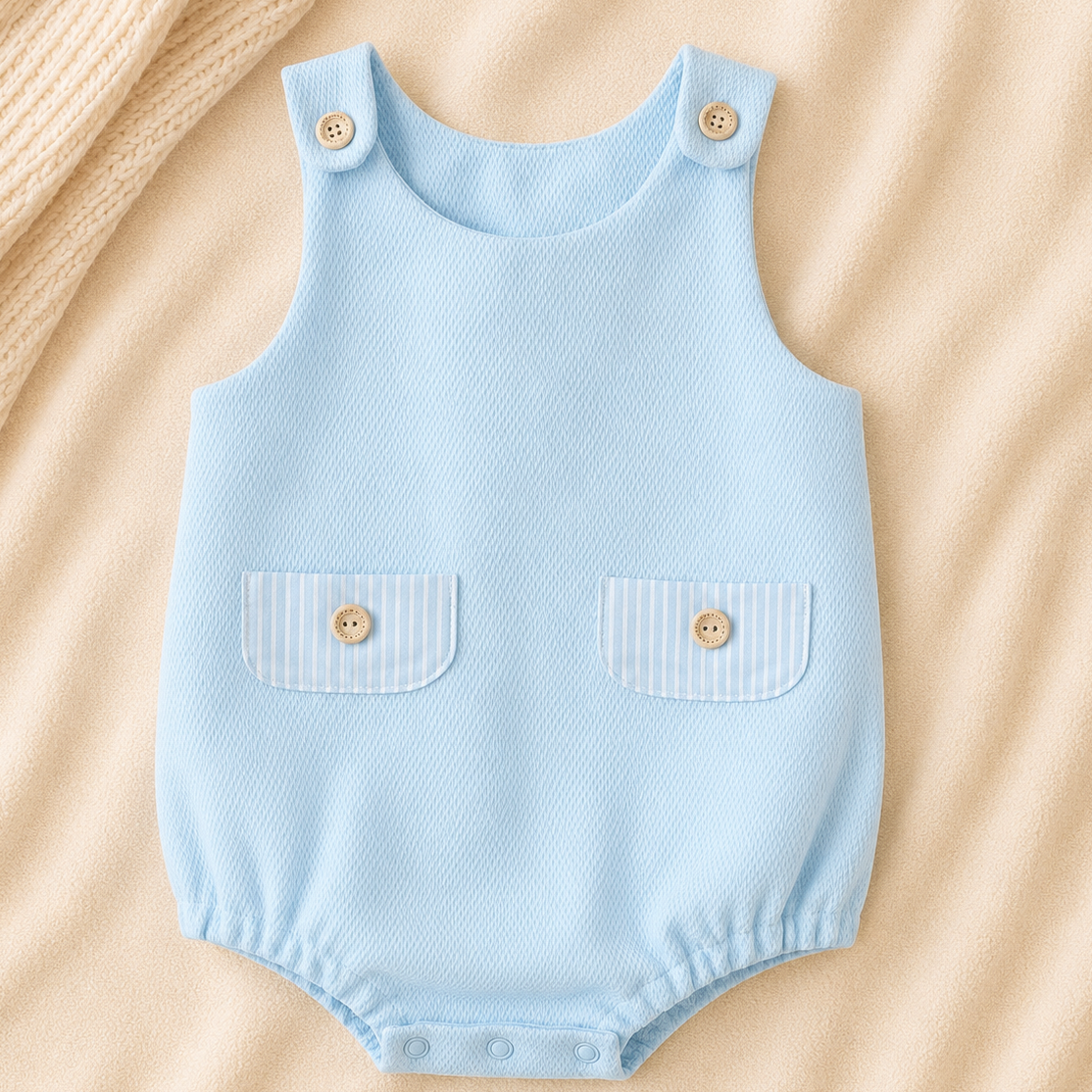 Fofo Infantil Azul Bebé com Bolsos Decorativos