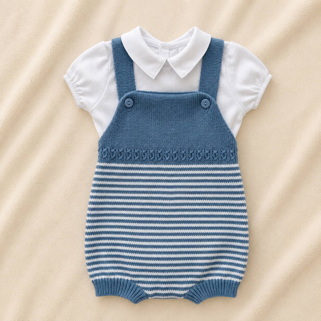 Macacão Infantil em Tricô de Algodão com Camisa