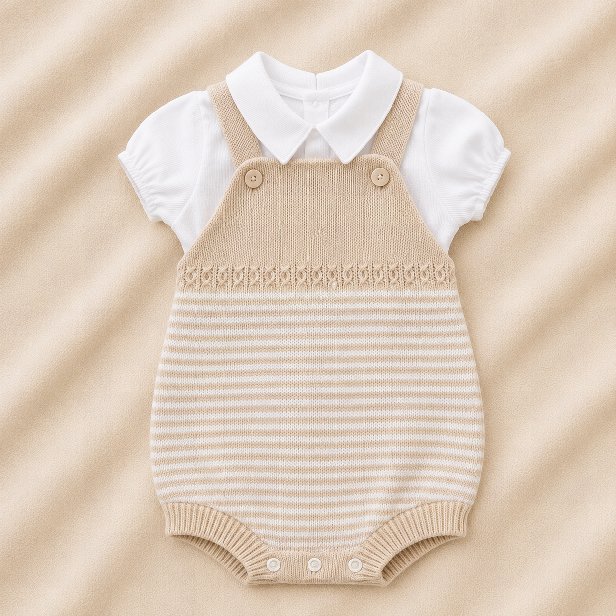 Macacão Infantil em Tricô de Algodão com Camisa