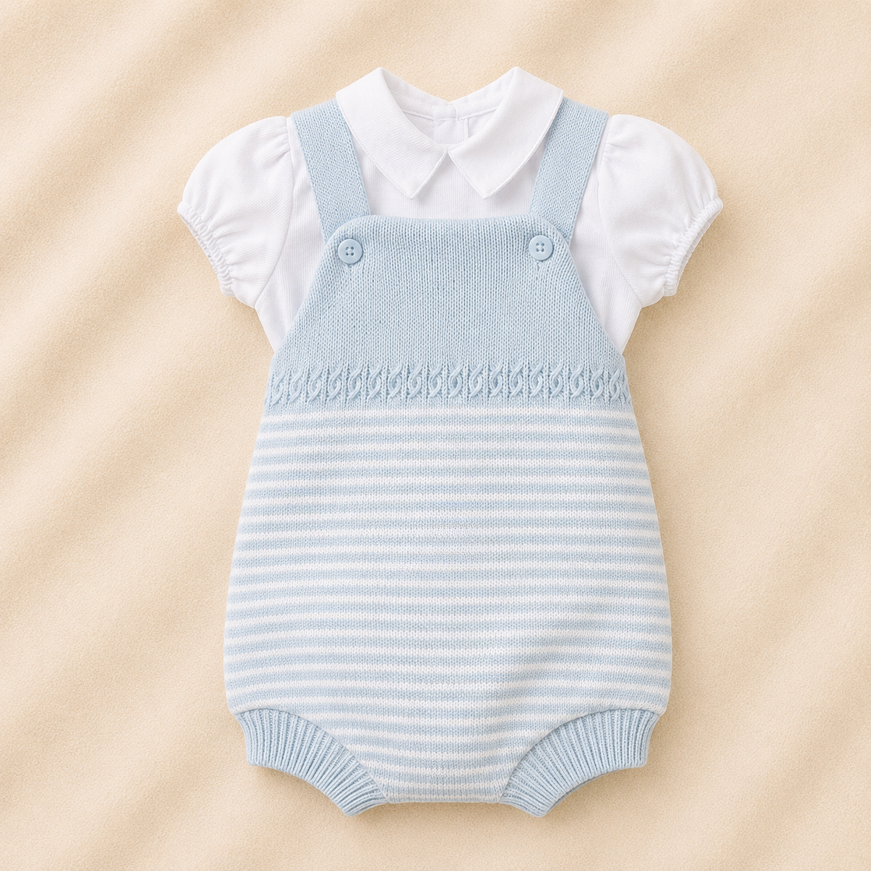 Macacão Infantil em Tricô de Algodão com Camisa