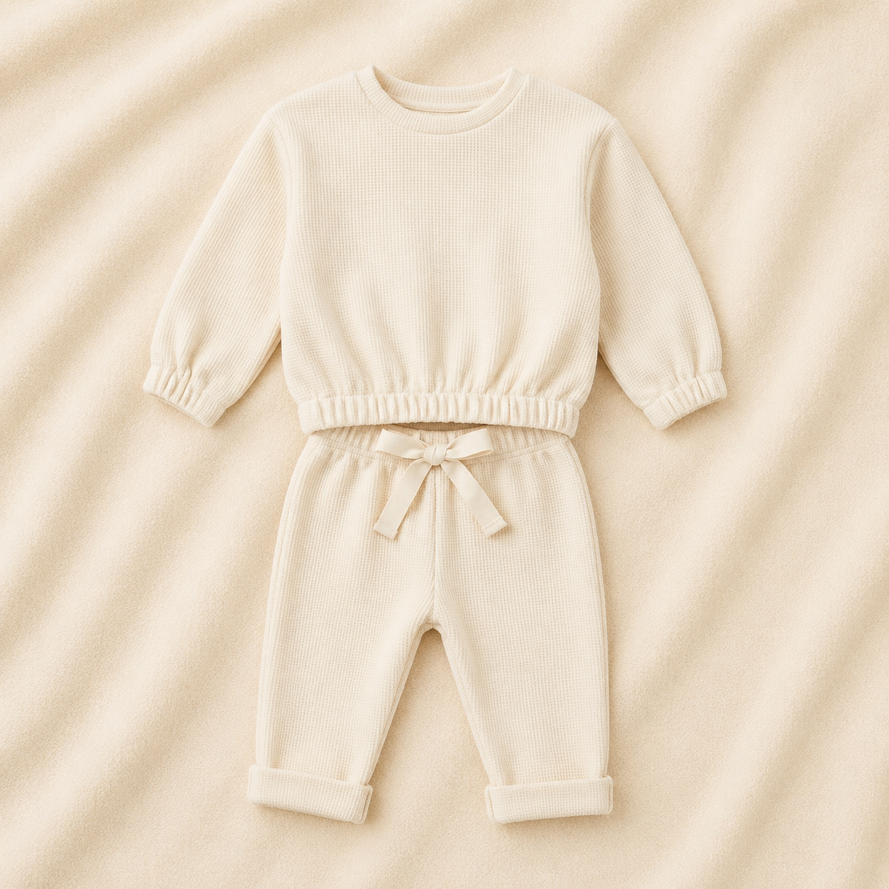 Conjunto Essentials Bege em Malha de Algodão