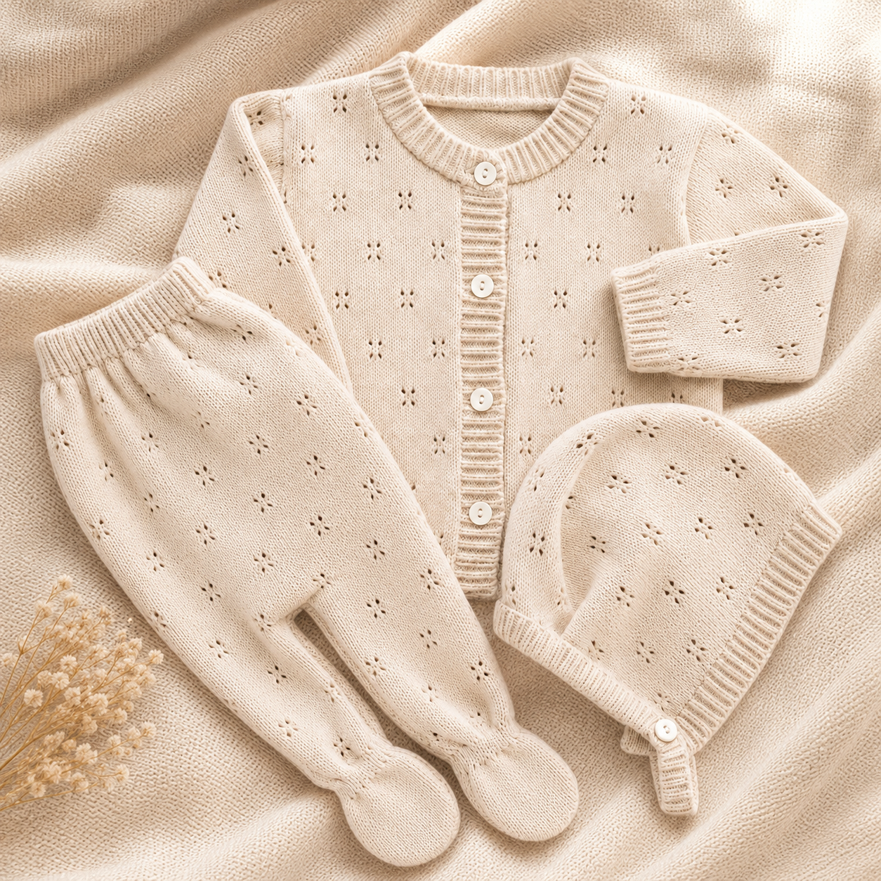 Conjunto Tricot Primeiros Meses-3 Peças