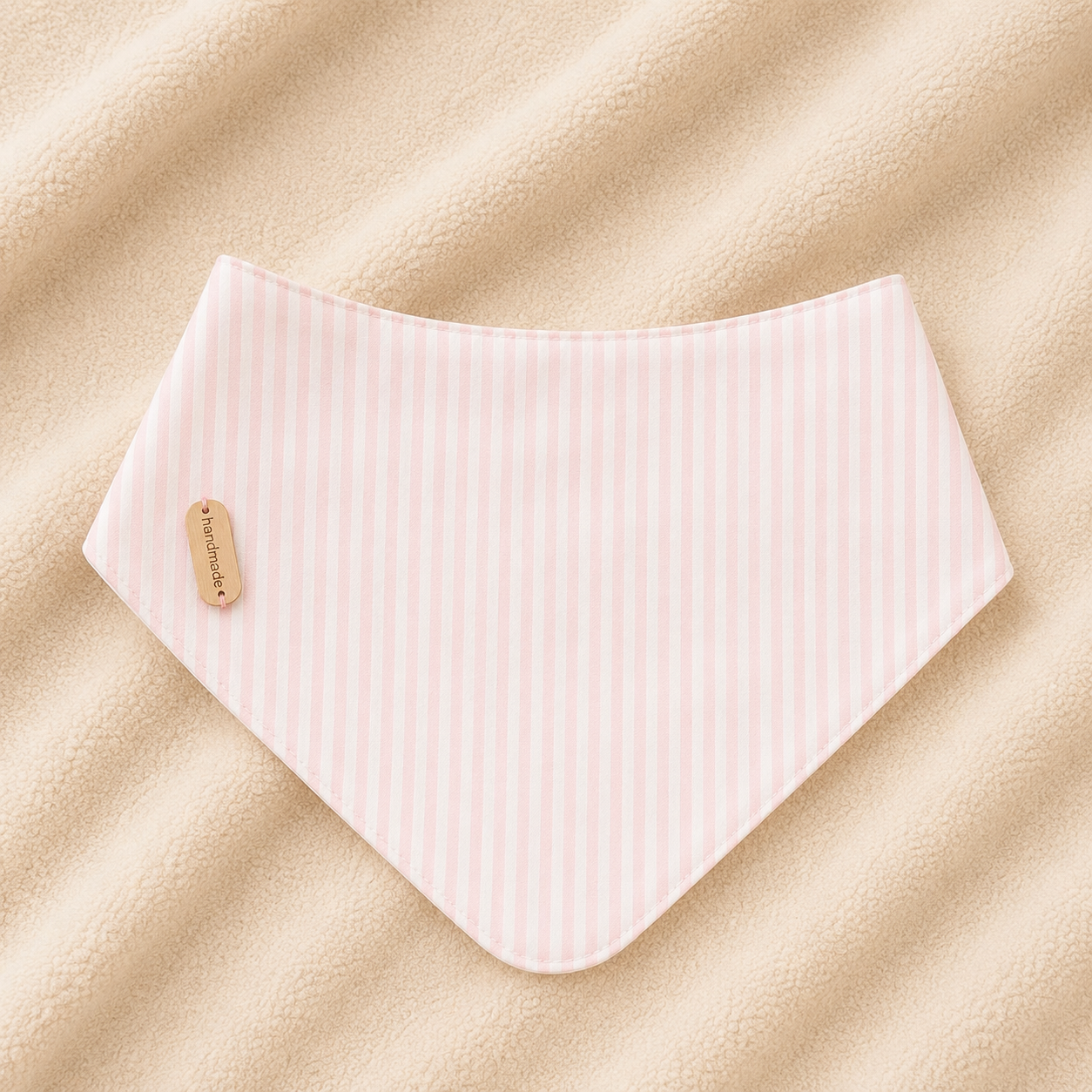 Babete Bandana às Riscas Rosa em Algodão